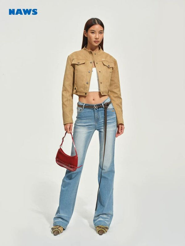 [NOTAWEAR] Faux Suede Cropped Hunting  Jacket