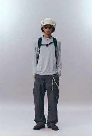 [Monterest] 3A Antibacterial Grid Fleece Half-Zip Tee