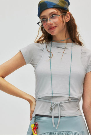 [Monterest] Slim Fit Tank & Tie-Front Tee Set