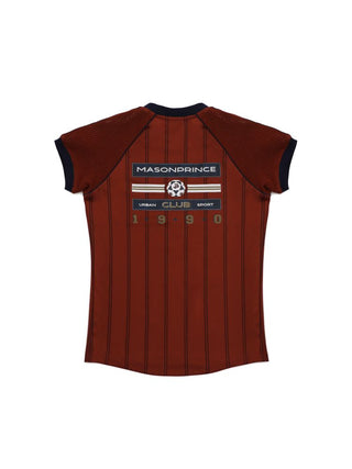 [MASONPRINCE] Mesh Sleeve Striped Sports Jersey Tee