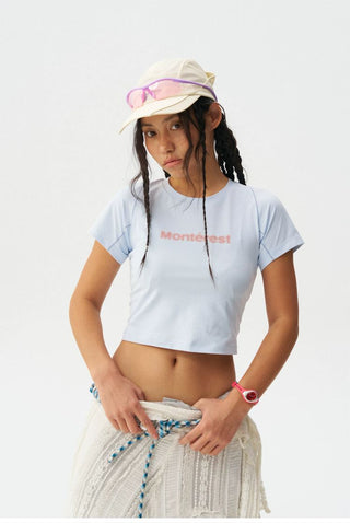 [Monterest] Quick-Dry Slim Fit Logo Crop Top