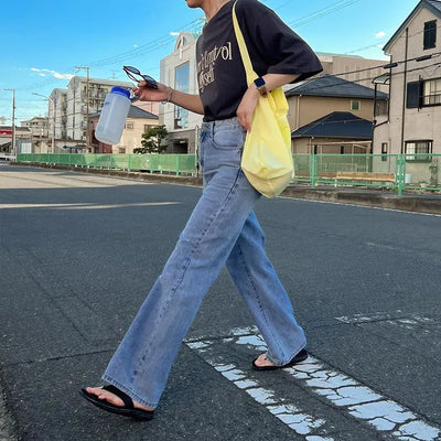 slim boot-cut long jeans