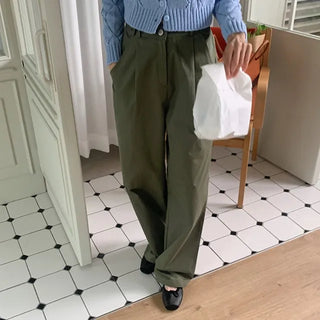 Side buckle cotton pants