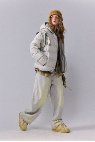 [Monterest] Washed Splatter Fleece-Lined Straight Pants