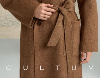 [CULTUM] Shawl Collar Belted Long Wool Coat
