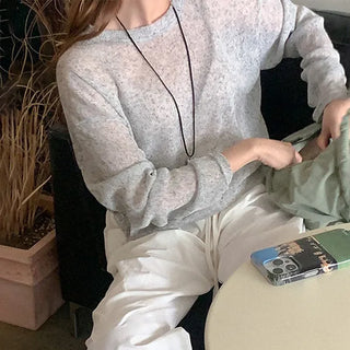 Linen long-sleeved T-shirt
