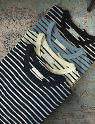 [Special Feature] High-density Striped Short Sleeve T-shirt (4 colors, M~XL)