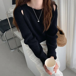Slit Cropped Knit Top