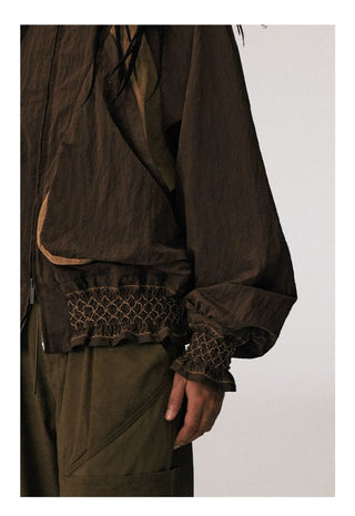 [CONP] Pleated Spliced Crinkle Nylon Jacket