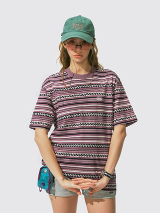 [Monterest] Cotton Totem Stripe Embroidered Tee