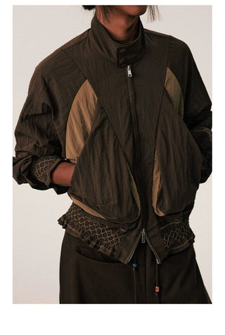 [CONP] Pleated Spliced €rinkle Nylon Jacket