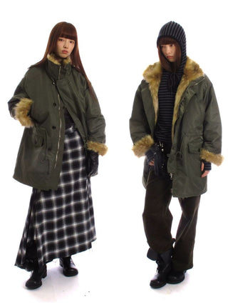 [NeverSeez] Fur Collar Oversized Parka Coat