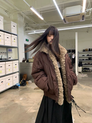 NEVERSEEZ Detachable Fur Collar Parka Jacket