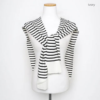 Striped faux shoulder knit