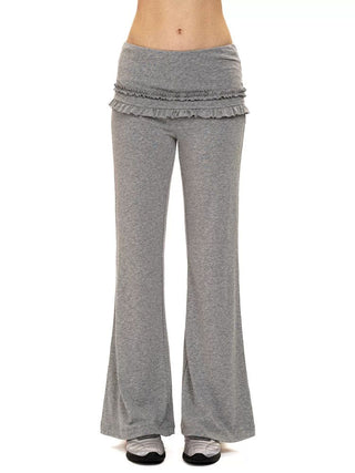 [Moromoro2] Soft Fleece Ruffle Skirt Flare  Pants