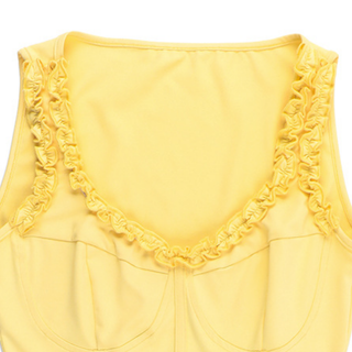 Ruffle v neck corset solid tank top