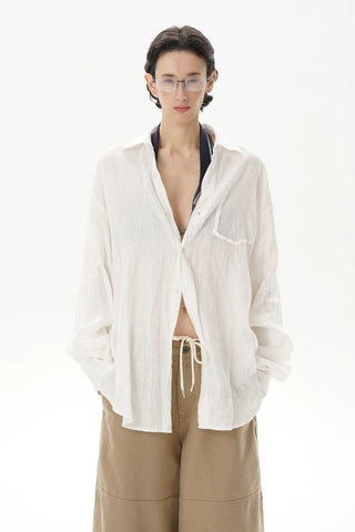 [MASONPRINCE] Breathable Linen Raw Edge Oversized Shirt