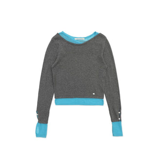 [Moromoro2] Asymmetric Collar Layered Knit  Sweater