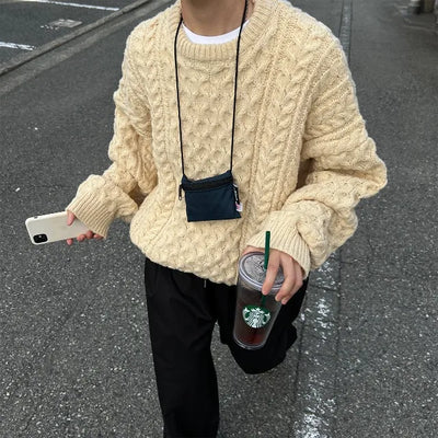 Cable knit oversized sweater
