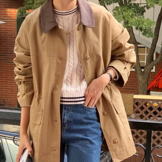 Ribre Color-Blocked Trench Coat