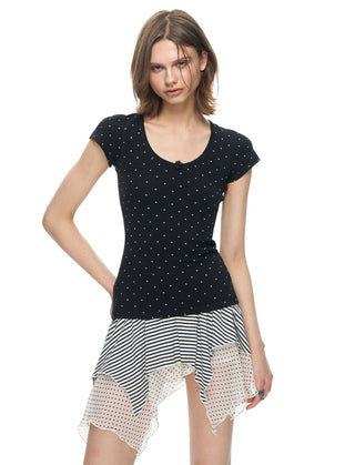 [NECY] Butterfly Dotted Slim T