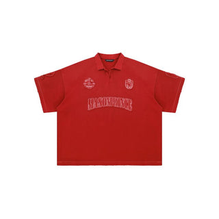 [MASONPRINCE] Equestrian Patch Distressed Polo Shirt