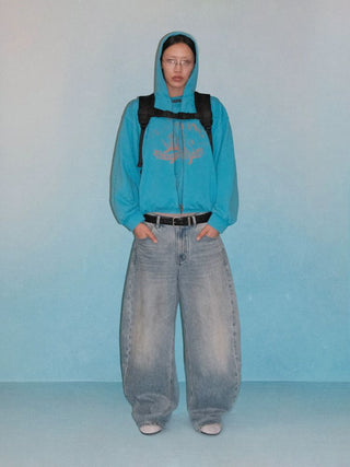 [MASONPRINCE] Washed Mid-Rise Tapered Wide Denim Pants