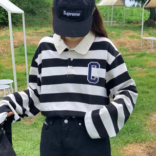 Rugby striped border pattern T-shirt