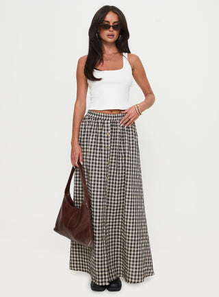 Cartmel Check Maxi Skirt Black  Cream