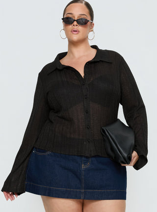When You Sleep Long Sleeve Top Black Curve