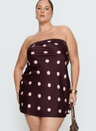 Phillipa Mini Dress Plum  Pink Polka Dot Curve