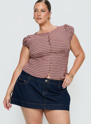 Warna Low Rise Denim Mini Skirt Dark Wash Curve