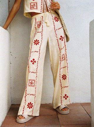 Grazia Pants Cream  Red
