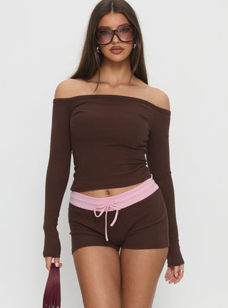 Baseline Rib Micro Shorts Brown  Pink