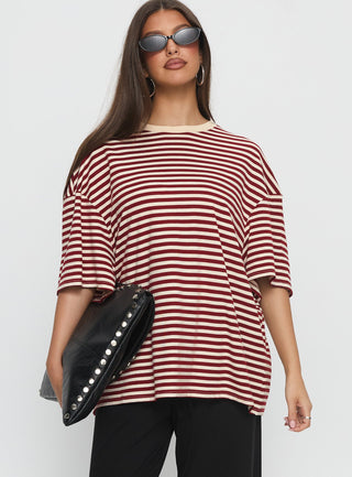 Kieryn Oversized Top Red Stripe