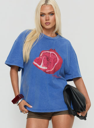 Linsay Oversized Graphic Tee Blue  Pomegranate
