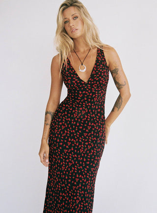 Nellie Maxi Dress BlackRed Floral