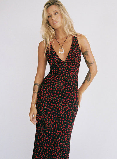 Nellie Maxi Dress BlackRed Floral