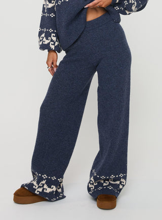 Alpine Knit Pants Navy  Cream