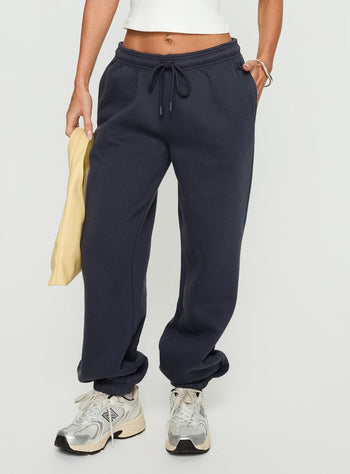 Caspa Dream Fleece Oversized Ankle Cuff Jogger Navy