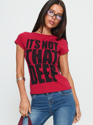 Its Not That Deep Graphic Baby Tee Red