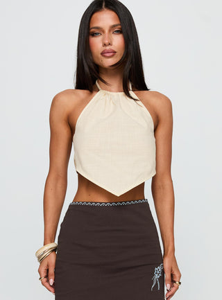 Just Imagine Tie Back Top Beige