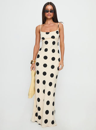 Avienna Maxi Dress Cream  Polka Dot