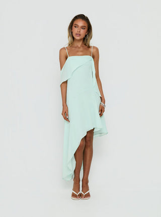 Massey Bust Draping Low Back Midi Dress Aqua