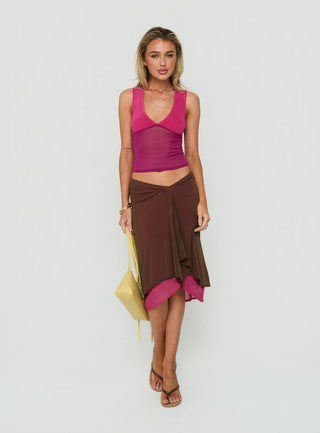 Erinhadi Midi Skirt Brown / Pink