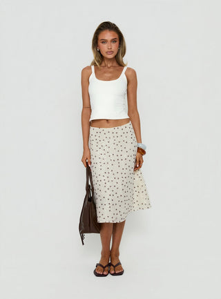 Olila Sequin Midi Skirt White Polka Dot