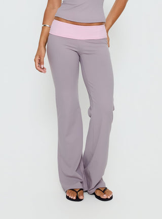 Kobee Jersey Flare Pants Slate  Dusty Pink