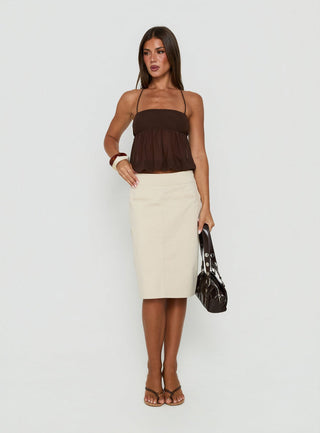Jesemia Halter Blouson Top Brown
