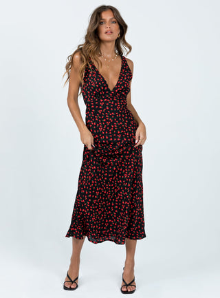 Nellie Maxi Dress BlackRed Floral