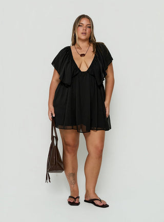 Sun Spirit Plunge Flowy Playsuit Black Curve